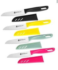 4 Pieces 7/12in Stainless Steel Ergonomic Small Knife Set W/ Covers Four Knives