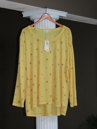 C&C CALIFORNIA Amber Multi Floral Print Tee Shirt Top Long Sleeve 3X NWT $58