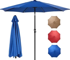 OLIXIS 9' Outdoor Patio Umbrella, Outdoor Table Umbrella with 8 Sturdy Ribs, Mar