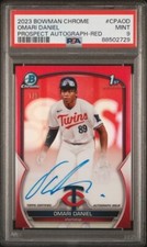 2023 Bowman Chrome- Omari Daniel 1st Bowman Prospect Auto Red /5 PSA 9