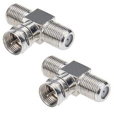 F Type Coaxial Cable Connector Splitte Combiner 3Way Male to Dual Female Adapter