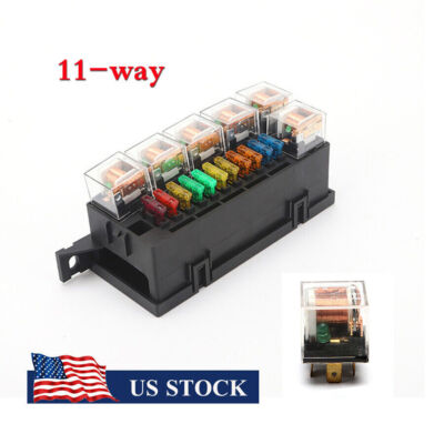 Universal Car Auto Modified Relay Fuse Box Kit w/11x Fuses+6x 5Pin 12V 80A Relay