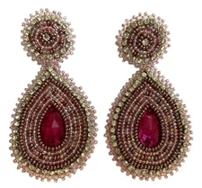 NATIVE STYLE HANDCRAFTED LIGHT PURPLE LAVENDER TEARDROP POST EARRINGS 60/36