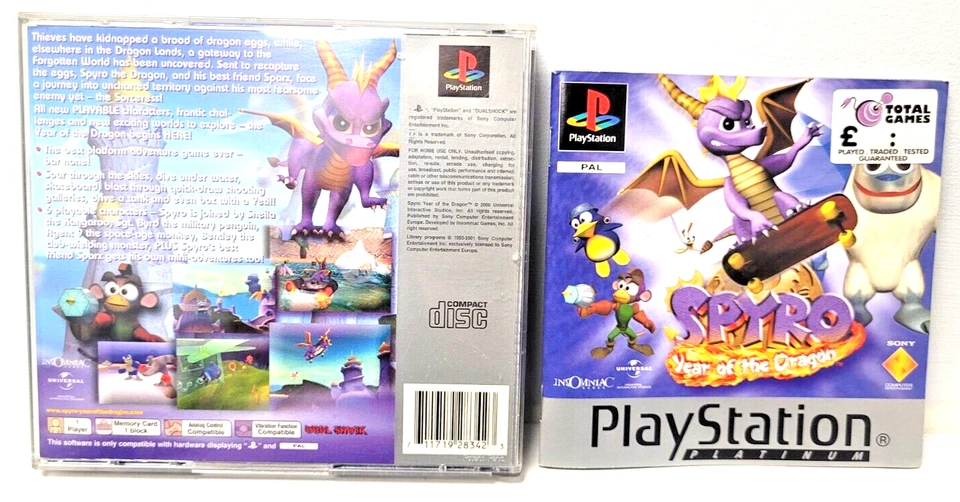 Spyro Year of the Dragon (Platinum) PS1 PlayStation 1 PAL UK + Manual - Image 3 of 3