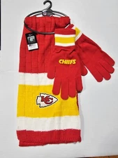 NFL Kansas City Chiefs Scarf And Glove Gift Set Team Colors 100% Acrylic...