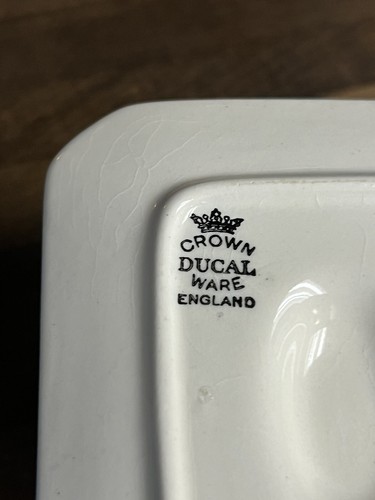 Antique Crown Ducal England Porcelain Match Holder Blue Black - Picture 4 of 4
