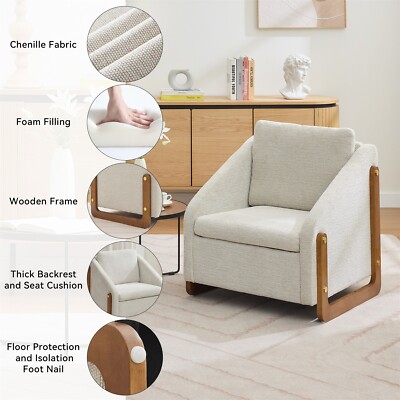 Modern Accent Chair Armchair for Living Room Upholstered Side Chair Wood