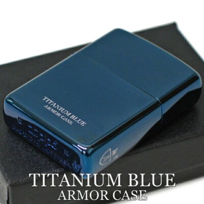 TITANIUM BLUE ARMOR CASE Zippo Oil Lighter Side A MIB
