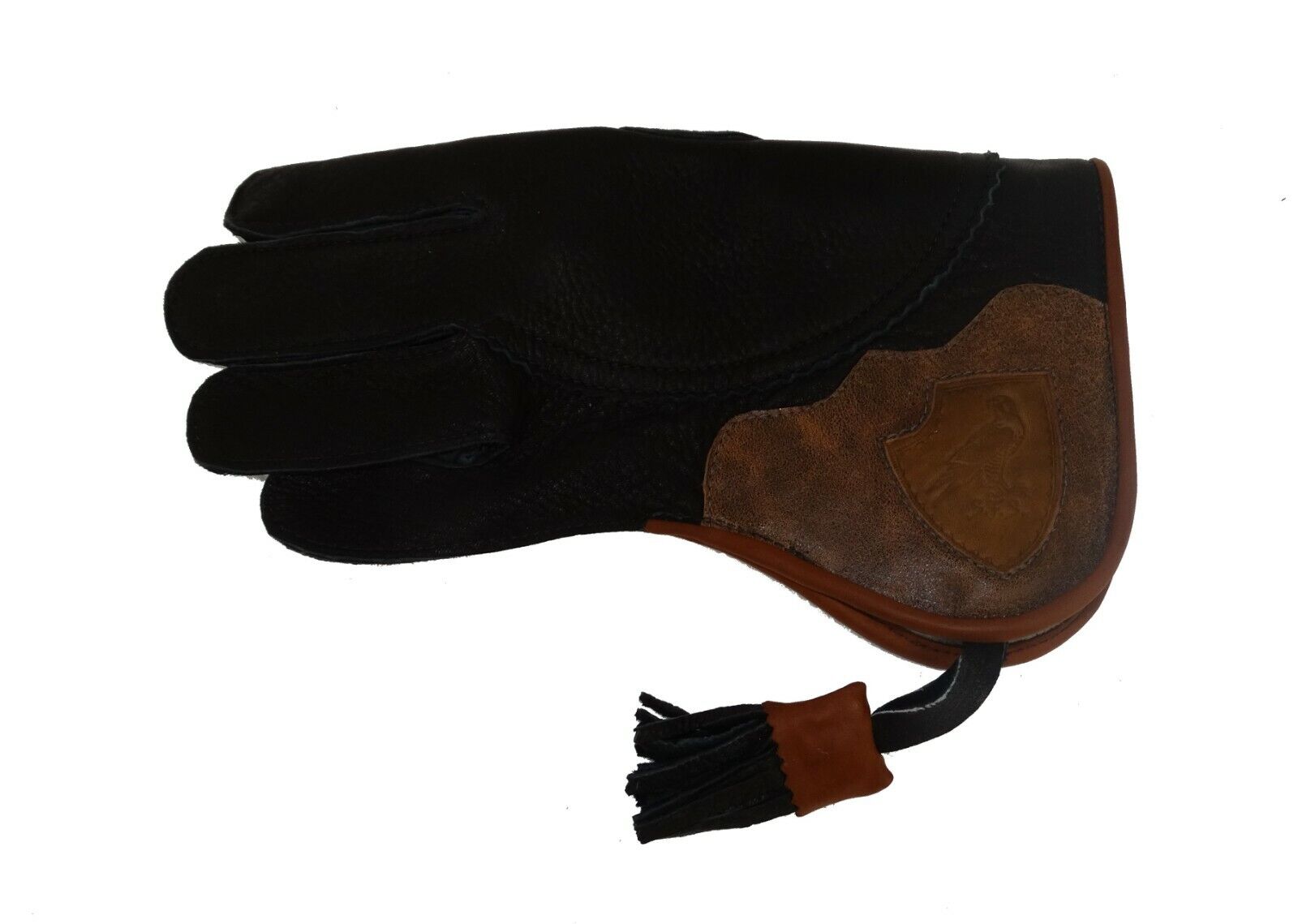 Short Stanislav Falcon Left Hand Glove Two Layers Thick Elk Hide, Brown