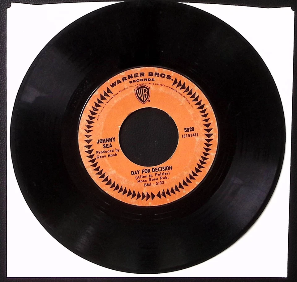 JOHNNY SEA MARY ROCKS HIM TO SLEEP/DAY FOR DECISION WARNER BROS. VINYL 45 50-29 - Image 2 of 3