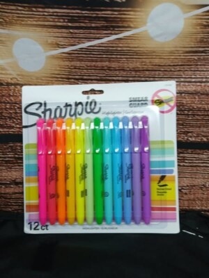 Sharpie Pocket Highlighters 12-Count, Assorted Colors, Chisel Tip