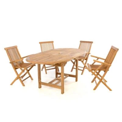 DIVERO Gartenmöbel-Set Terrassenmöbel Sitzgruppe Esstisch ausziehbar Klappstühle - Bild 1 von 4