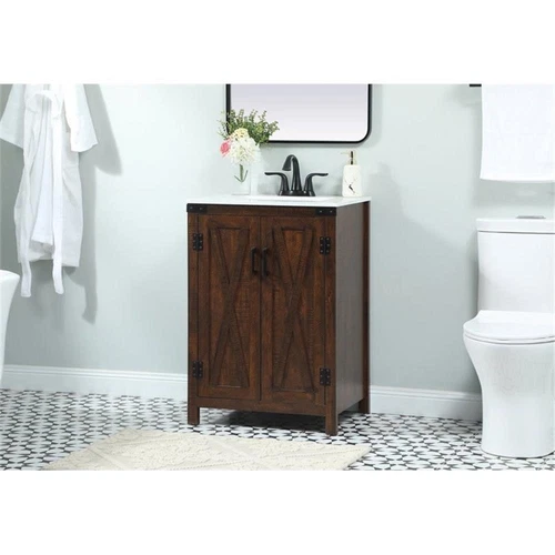 Elegant Decor Grant 24" Aluminum MDF Single Bathroom Vanity in Expresso - Picture 2 of 8