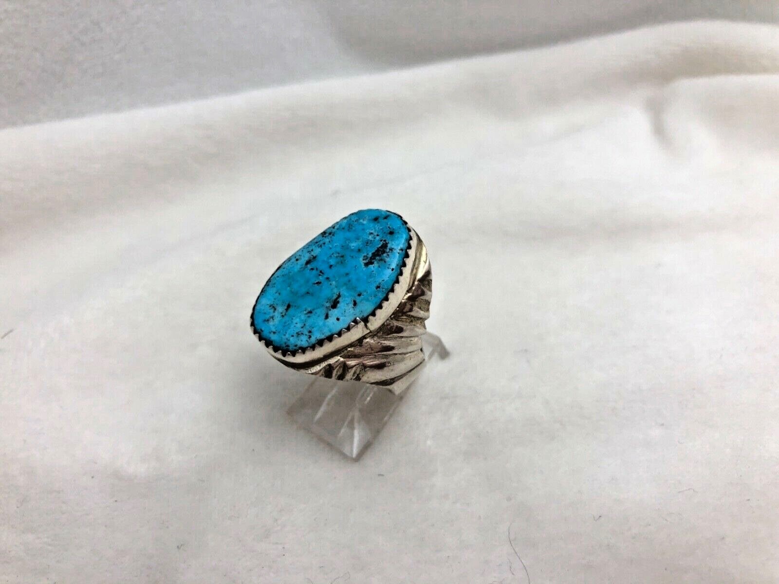 Navajo Sterling Silver .925 Kingman Turquiose 14mm x 25mm Oval Ring ...