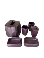 Plastic acrylic Bathroom Set Tissue Box Toothbrush Holder Cups Soap Dishes Vtg