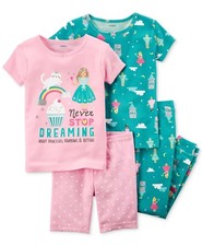 4-Pc. Dreaming Princess Cotton Pajama Set Baby Girls Carters Short  Long 18 M
