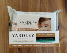 Yardley London Deep Cleansing Hyaluronic Acid Facial Wipes NEW 2 - 25 wipe pks