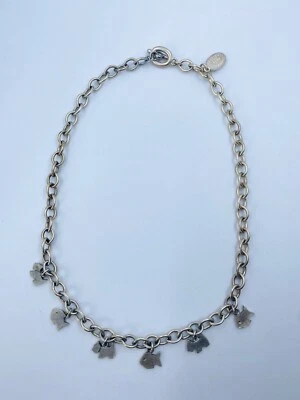 Collier ras du cou breloques chien Scottish et poisson AGATHA Vintage 1990s - Photo 1/4