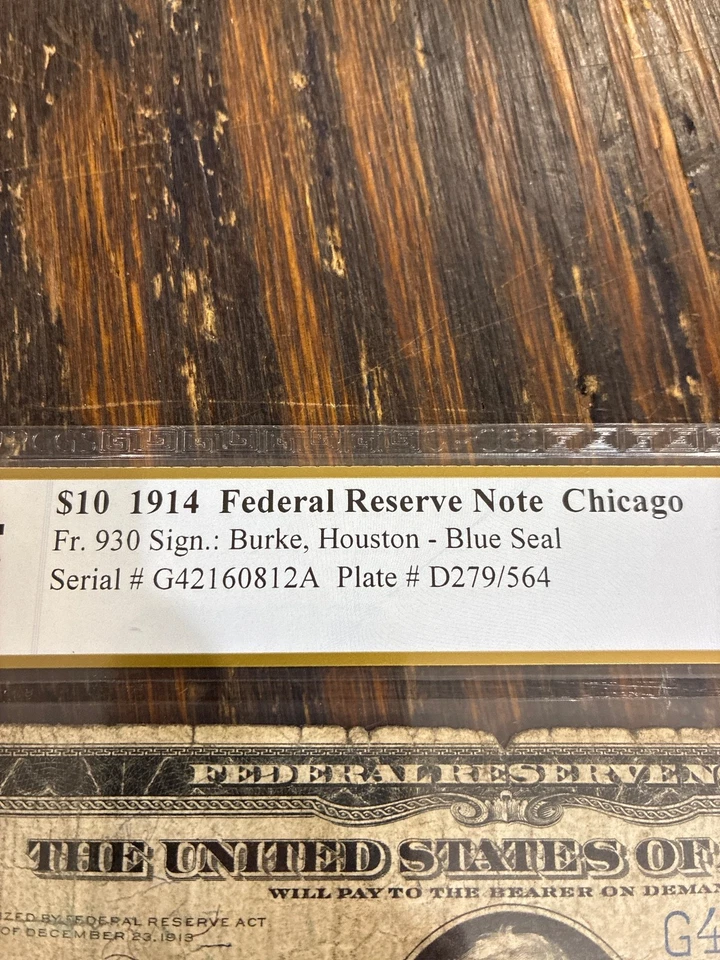$10 1914 Federal Reserve Note Chicago ( very good 10 ) - Image 2 of 4