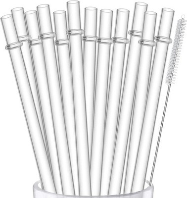 Stanley Cup Straws 12 Pack 10.5in Hard Clear Reusable