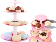 Food Pretend Play Toy Set Sweet Treats 3-Tier Colorful Cookies Desserts Tower...