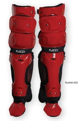 New Tucci Catcher or Umpire Triple Flex Leg Guard 16'' Scarlet Red