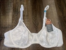 Bali Womens Full Figure Bra Smoothing Underwire White Lace Unlined 42DD