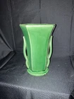 Vintage McCoy Emerald Green Flared Square Top Vase/Planter w/ Double Handles