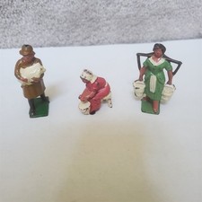 3 VTG J. Hill  Co. Toy Lead Figures Milkmaid Milking Woman Shepard w/ Lamb 2"