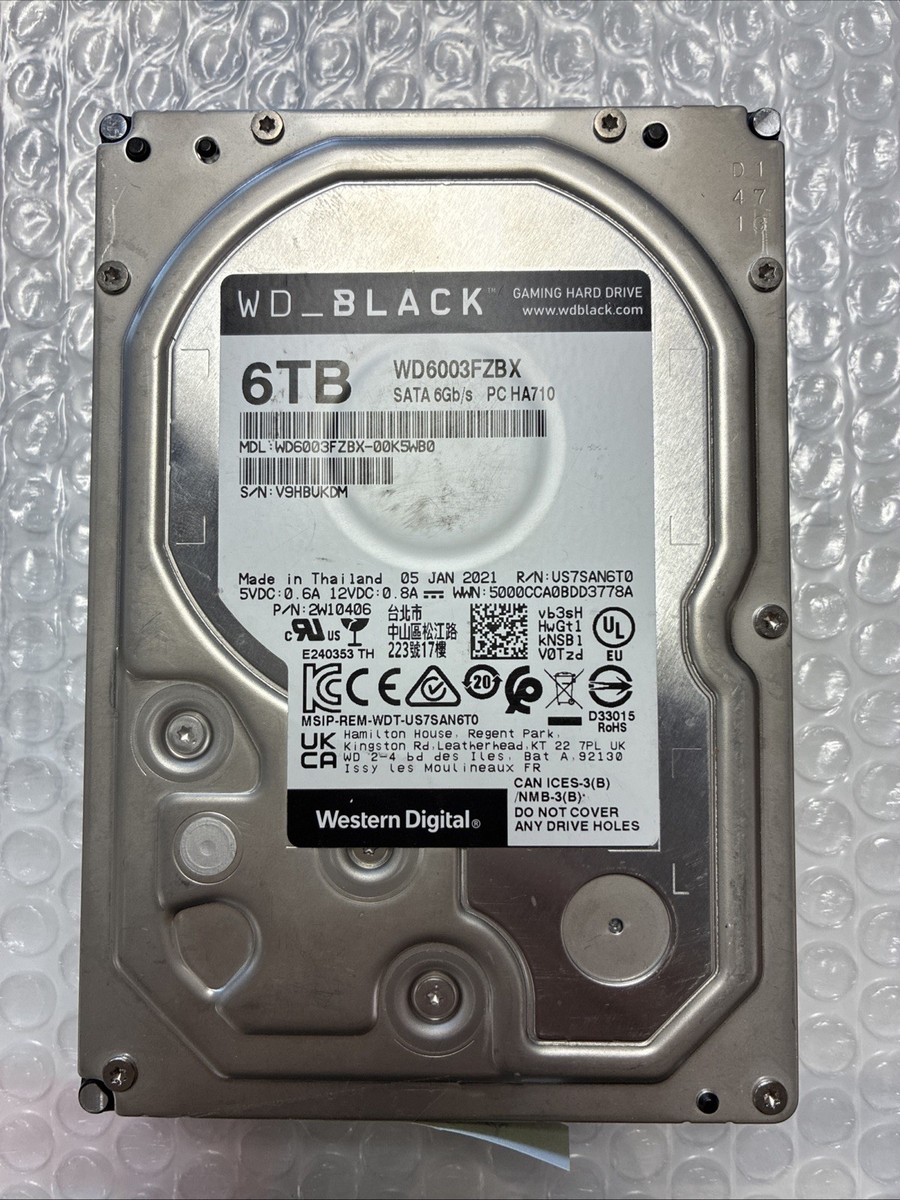 Western Digital Wd6003fzbx-00k5wb0 6tb HDD 256mb Cache SATA 6.0gb