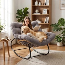 Rocking Chair Garden Outdoor Lazy Chair with Cushion Comfortable Lounge Armchair