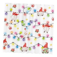 72" x 72" Christmas Gnomes Shower Curtain Set Merry Xmas Cute Funny Bathroom