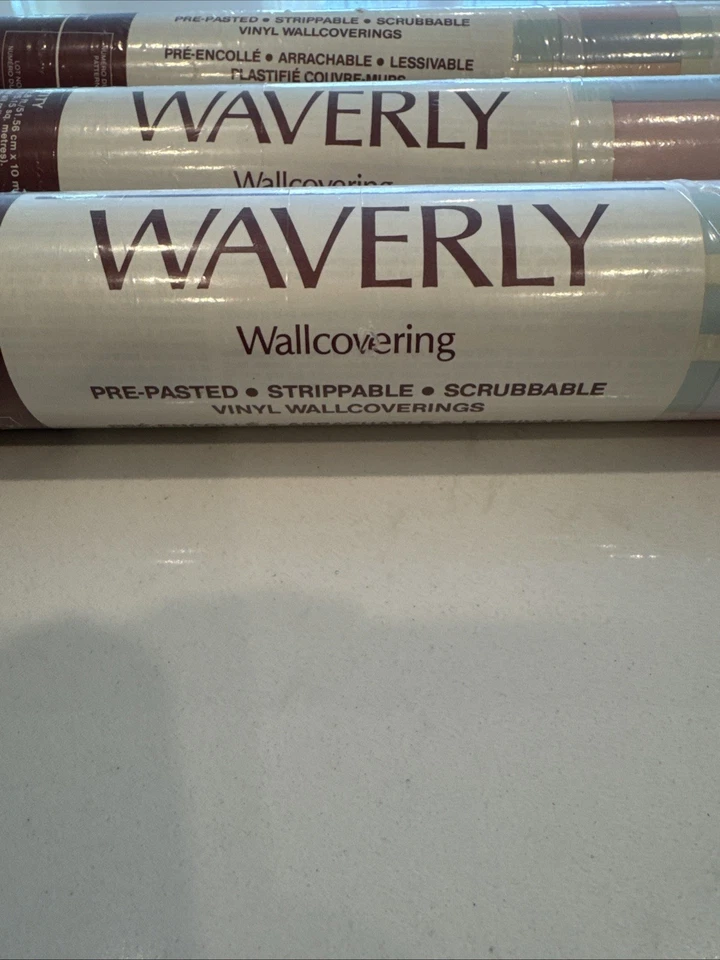 VTG Waverly Wallpaper Covering Lot 3 Rolls Cottagecore Pastel Plaid Nursery Girl - Image 3 of 4