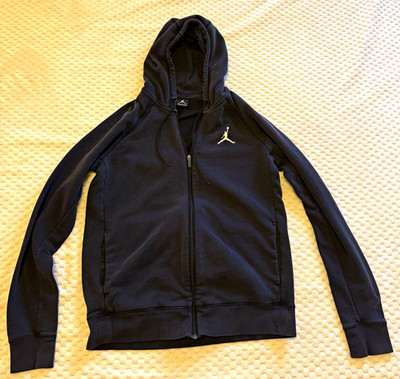 Jordan Men's Black Full-Zip Hoodie Logo Hooded Long Sleeve Size L