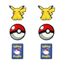 Pikachu Pokemon with Pokeballs Shoe Charms - 6 Pieces