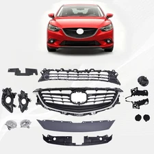 Bumper Grille Radiator Support Bracket Fog Light Cover Set For 2014-2017 Mazda 6