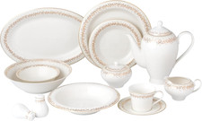 Elegant 57-Piece Bone China Dinnerware Set for 8 with Gold Border Design