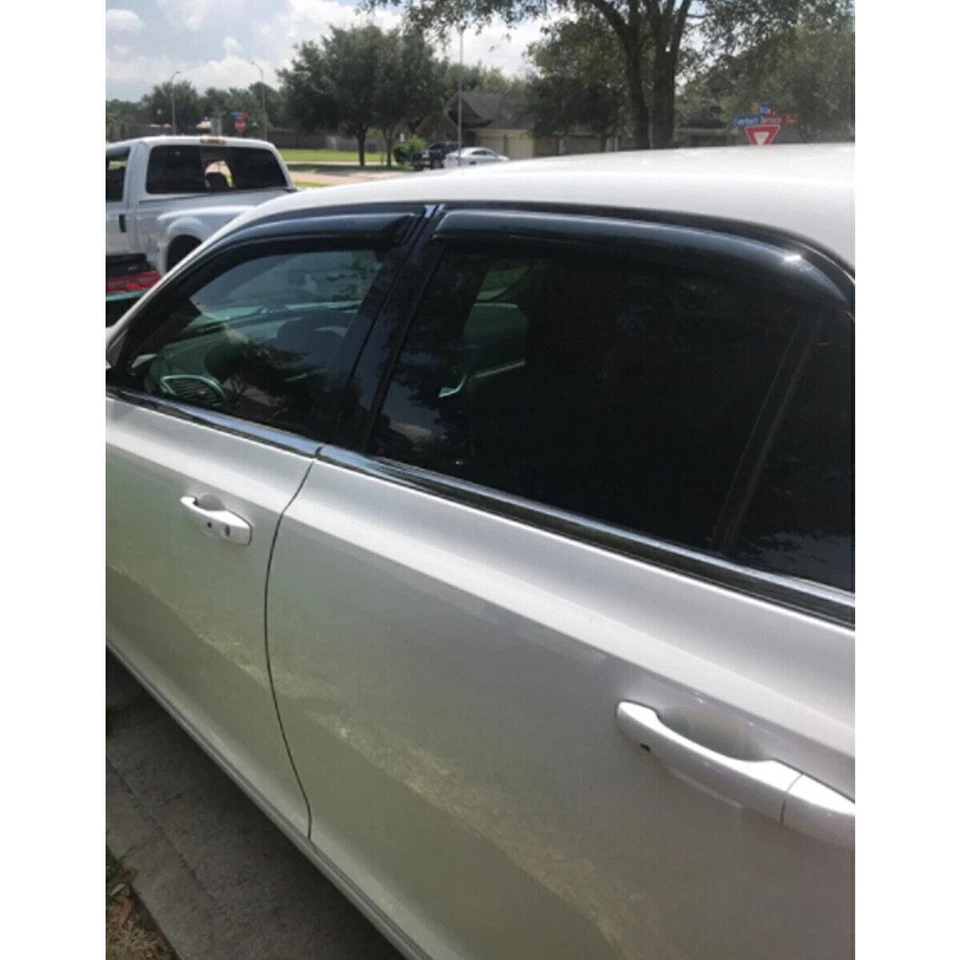 Para Chrysler 300 2011-2023 Viseras de ventana Pantalla de ventilación Protectores de lluvia Deflector de viento Foto 4 de 4