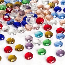 DomeStar 1LB Decorative Flat Marbles, Mixed Colors Glass Medium, Color