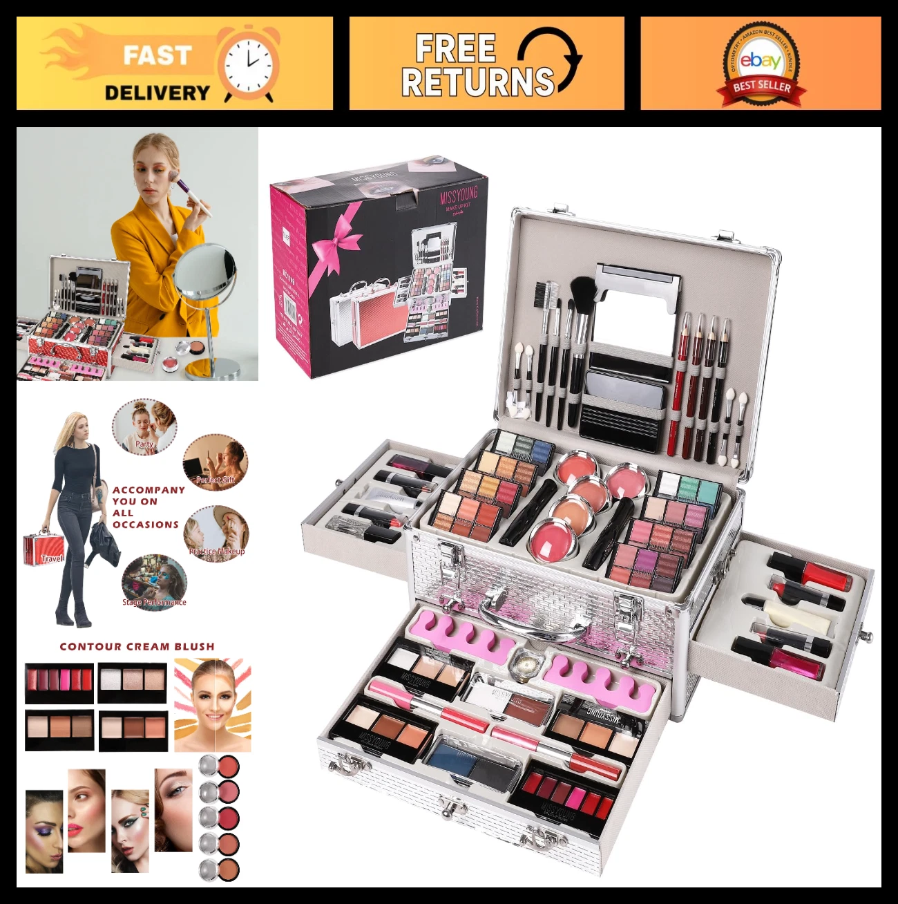 106-Piece All-in-One Makeup Kit for Teens & Women - Eyeshadow, Lipstick, Brushes
Opens in a new wind