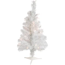 Northlight 2' x 14" White Artificial Tinsel Christmas Tree- Clear Lights