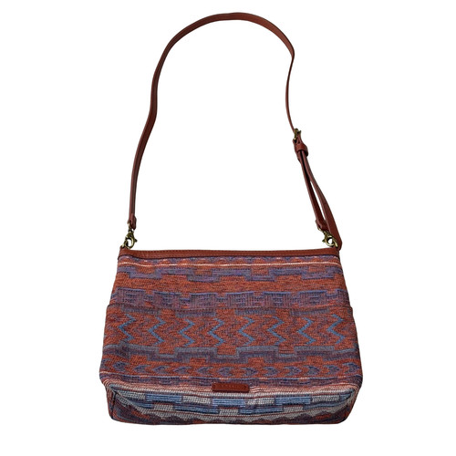 Fossil Fiona Aztec Southwestern Woven Tapestry Boho Festival Crossbody Purse Bag