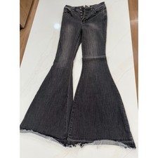 Free People We The Free Just Float On Flare Jeans Faded Black 27 Button Fly