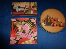 TROIS BOITES ANCIENNES CARTON TYPIQUE ART DECO PAPIER PEINT