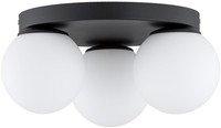 Deckenlampe Flur 3-Flammig Glas Schwarz E27 B:30 Cm Deckenleuchte Wohnzimmer