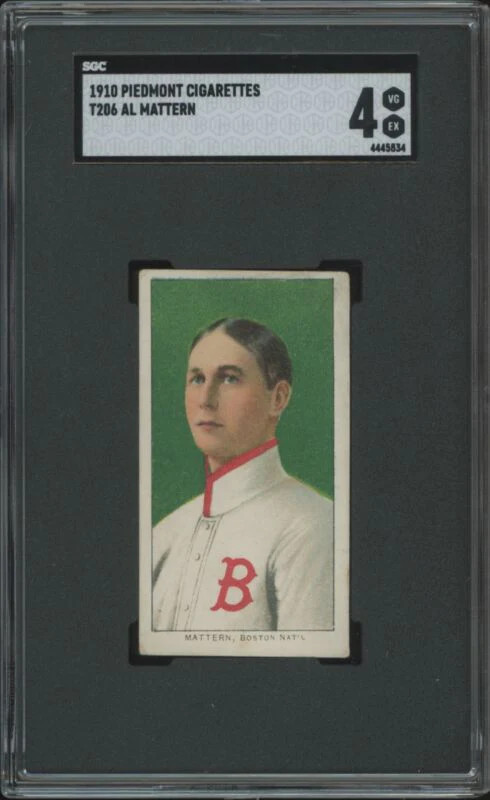 1909 T206 AL MATTERN NNO VG-EX PIEDMONT 350 SGC 4 BASEBALL BOSTON RUSTLERS