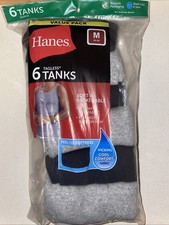 Hanes Men's Tagless Comfort Soft Tank Top Shirts Undershirts Black Grey 6-Pack M