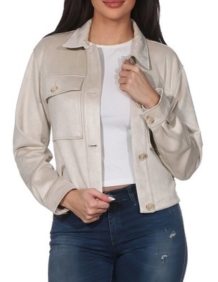 Only Damen Übergangsjacke kurze Damenjacke in Wildlederoptik ONLBelicia Life