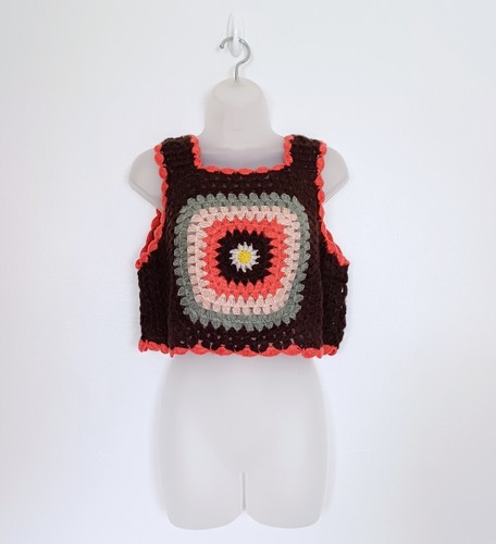 Urban Outfitters Knitted Tank Top Size S Brown Sleeveless Jumper Retro New - Picture 6 of 19