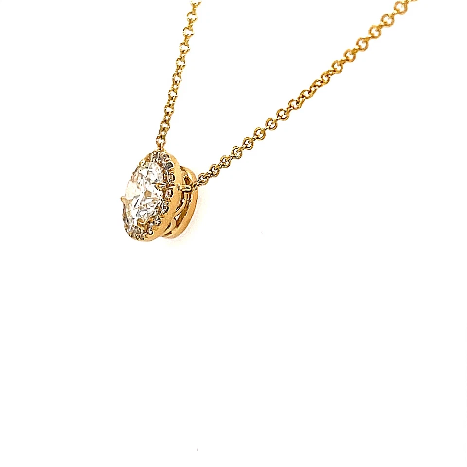 COLLAR COLGANTE ORO AMARILLO 18KT DIAMANTES NATURALES CON MONTURA HALO DE DIAMANTES Foto 4 de 4